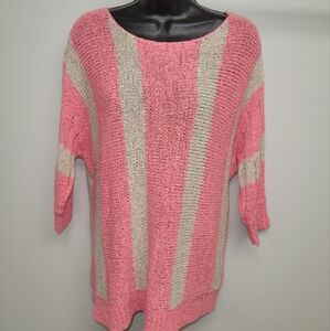 TRIBAL 3/4 Sleeve Knit Size Size Women's Small Tan & Pink